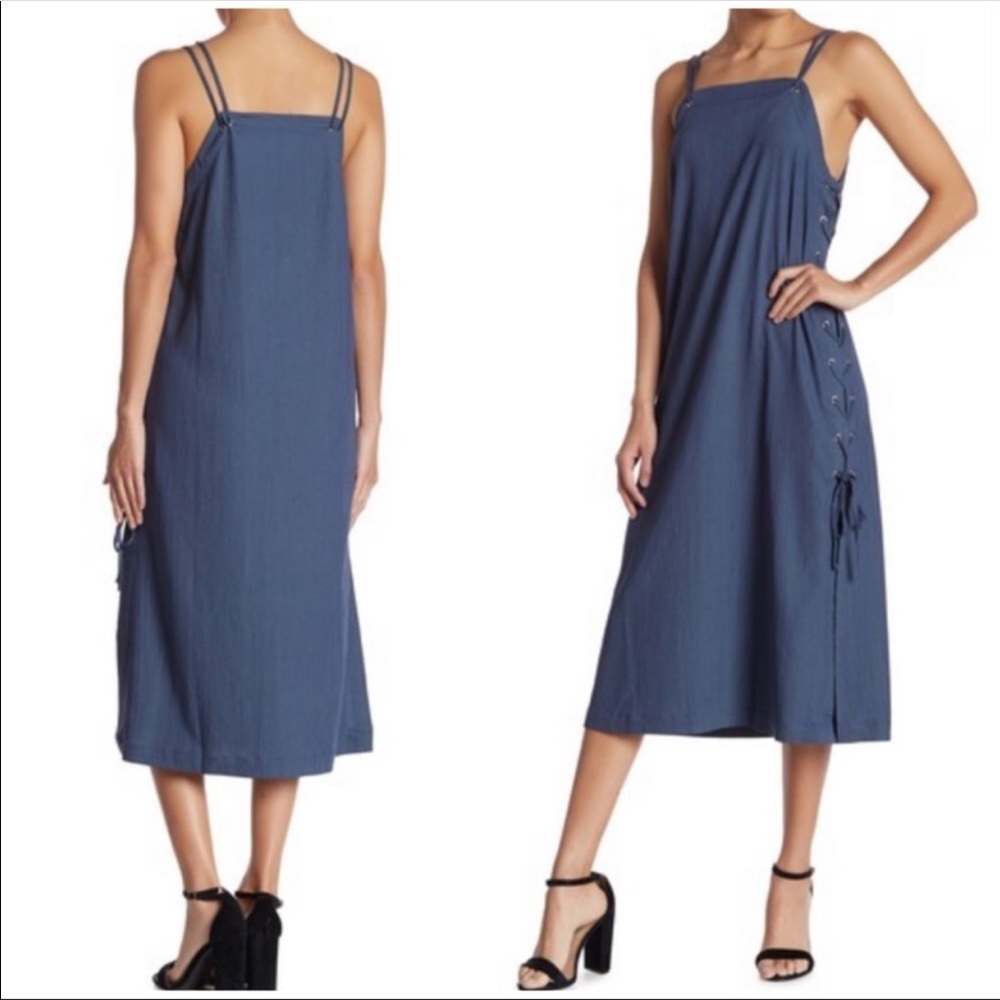 3 PACK | BLUE LACE UP CHAMBRAY DENIM DRESS
